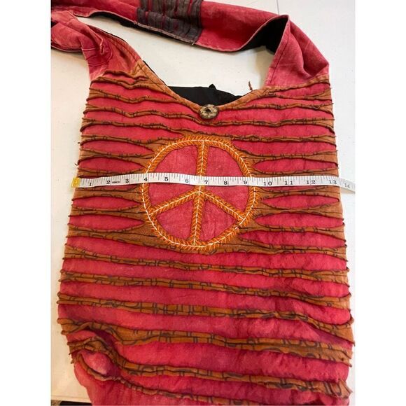 All That Jazz hobo boho peace red crossbody bag - Picture 9 of 10